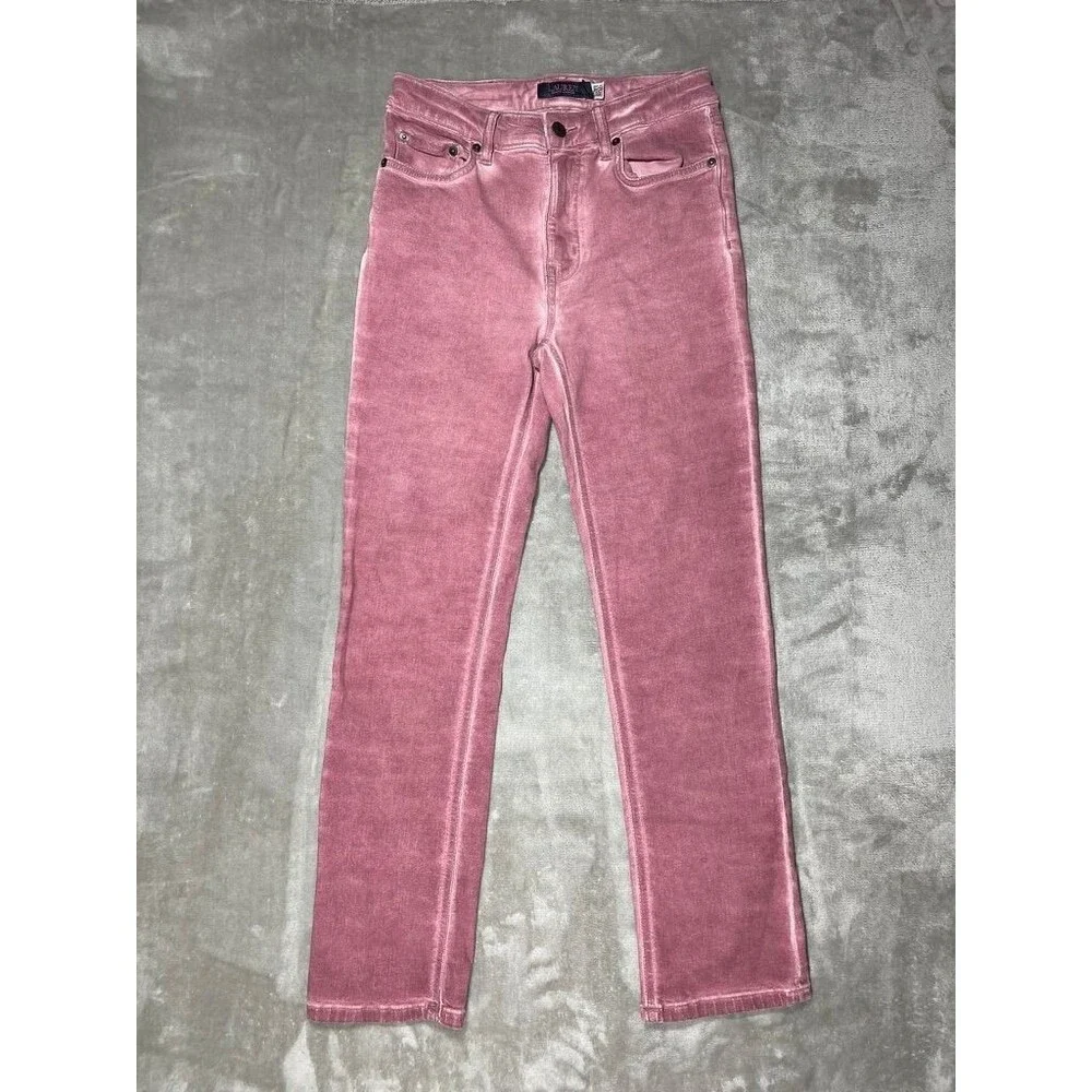 Ralph Lauren Straight Ankle Jean Women Size 2 Pink High Rise Slim